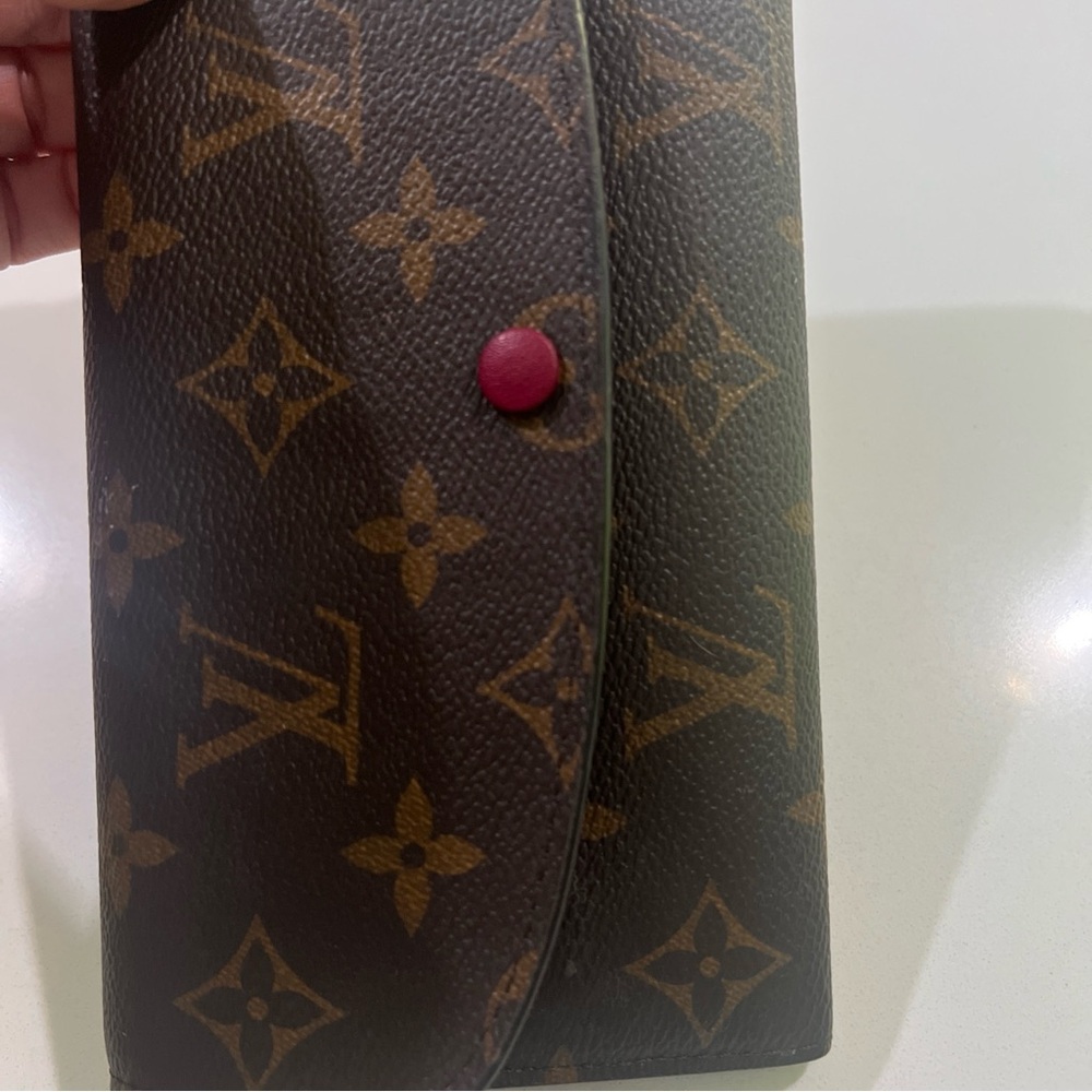 Louis Vuitton Brown Monogram Wallet with Red Button